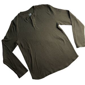 True Craft Henley Men’s Long Sleeves Waffle Knit Green Size Large